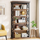 6-Tier Bookcase, 70.87" Metal and Wood Etagere Bookshelf for Home Office