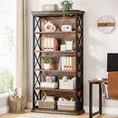 6-Tier Bookcase, 70.87" Metal and Wood Etagere Bookshelf for Home Office