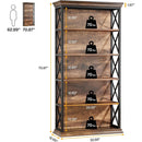 6-Tier Bookcase, 70.87" Metal and Wood Etagere Bookshelf for Home Office