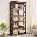 6-Tier Bookcase, 70.87" Metal and Wood Etagere Bookshelf for Home Office
