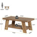 47" Farmhouse Coffee Table with Storage Shelf, Rectangular 2-Tier Wood Coffee Table