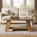 47" Farmhouse Coffee Table with Storage Shelf, Rectangular 2-Tier Wood Coffee Table