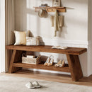 2-Tier Solid Wood Entryway Shoe Bench