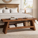 2-Tier Solid Wood Entryway Shoe Bench