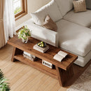 2-Tier Solid Wood Entryway Shoe Bench