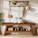 2-Tier Solid Wood Entryway Shoe Bench