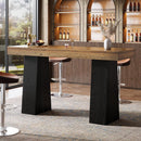 63" Rectangular Bar Table, Counter Height Pub Table with Thickened Tabletop