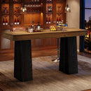 63" Rectangular Bar Table, Counter Height Pub Table with Thickened Tabletop