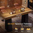 63" Rectangular Bar Table, Counter Height Pub Table with Thickened Tabletop