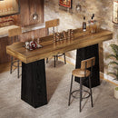 63" Rectangular Bar Table, Counter Height Pub Table with Thickened Tabletop
