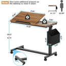 Mobile C Table, Height-Adjustable Sofa Side Table with Wheels
