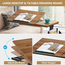 Mobile C Table, Height-Adjustable Sofa Side Table with Wheels