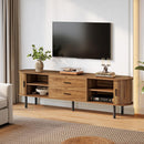 Mid-Century Modern TV Stand with Sliding Tambour Door