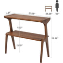 Side Table, Solid Wood 2-Tier End Table with Storage Shelf