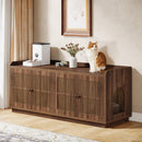55" Cat Litter Box Enclosure with 2 Storage Cabinets and Side Entrance