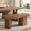 Solid Wood Bench, 47" Farmhouse Entryway Bench with Artistic Legs