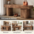 Solid Wood Bench, 47" Farmhouse Entryway Bench with Artistic Legs