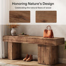 Solid Wood Bench, 47" Farmhouse Entryway Bench with Artistic Legs