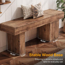 Solid Wood Bench, 47" Farmhouse Entryway Bench with Artistic Legs