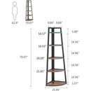 5-Tier Corner Shelf, 70" Tall Corner Bookshelf & Plant Stand