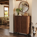 6-Tier Wooden Shoe Storage Cabinet with Louvered Doors & Adjustable Shelves