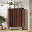 6-Tier Wooden Shoe Storage Cabinet with Louvered Doors & Adjustable Shelves