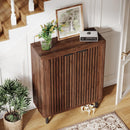 6-Tier Wooden Shoe Storage Cabinet with Louvered Doors & Adjustable Shelves