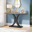 Narrow Entryway Console Table with Geometric Metal Base
