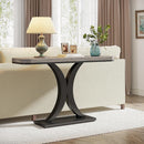 Narrow Entryway Console Table with Geometric Metal Base