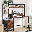 Computer Desk with Drawers, Storage Shelves and Top Hutch