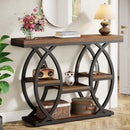 4-Tier Industrial Console Table with Storage Shelves