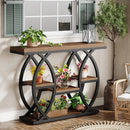 4-Tier Industrial Console Table with Storage Shelves