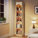Narrow Bookcase, 5-Tier Cube Bookshelf and Display Rack with Storage