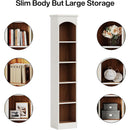 Narrow Bookcase, 5-Tier Cube Bookshelf and Display Rack with Storage