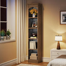 Narrow Bookcase, 5-Tier Cube Bookshelf and Display Rack with Storage