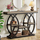 4-Tier Industrial Console Table with Storage Shelves