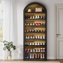 Tall Arched Bookcase, 6/8-Tier Wooden Display Shelving Unit