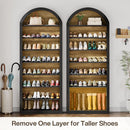 Tall Arched Bookcase, 6/8-Tier Wooden Display Shelving Unit