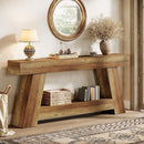 70.87" Console Table, Farmhouse 2-Tier Sofa Table with Open Storage Shelf