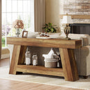 70.87" Console Table, Farmhouse 2-Tier Sofa Table with Open Storage Shelf