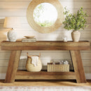 70.87" Console Table, Farmhouse 2-Tier Sofa Table with Open Storage Shelf
