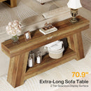 70.87" Console Table, Farmhouse 2-Tier Sofa Table with Open Storage Shelf