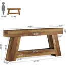 70.87" Console Table, Farmhouse 2-Tier Sofa Table with Open Storage Shelf
