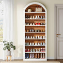 Tall Arched Bookcase, 6/8-Tier Wooden Display Shelving Unit
