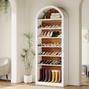 Tall Arched Bookcase, 6/8-Tier Wooden Display Shelving Unit