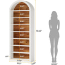 Tall Arched Bookcase, 6/8-Tier Wooden Display Shelving Unit
