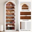 Tall Arched Bookcase, 6/8-Tier Wooden Display Shelving Unit