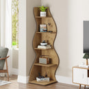 5-Tier Corner Shelf, Modern Wall Corner Bookshelf Bookcase