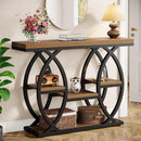 4-Tier Industrial Console Table with Storage Shelves