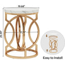 Round Side Table, Modern Bedside Table with Faux Marble Top